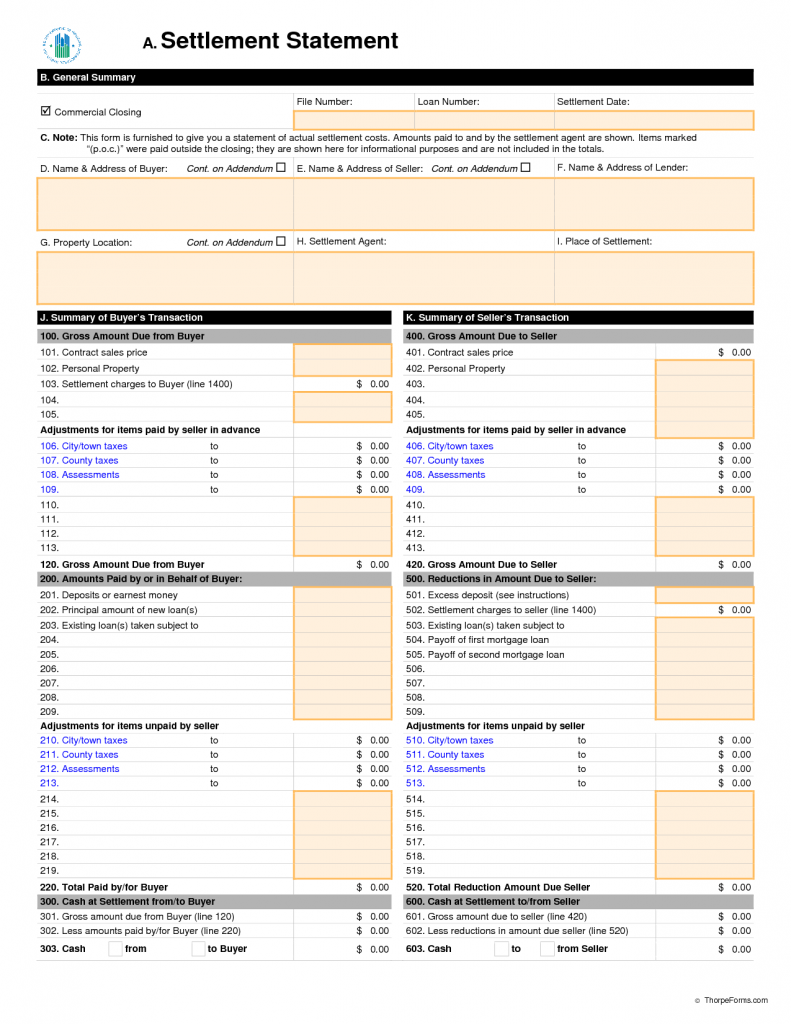 Printable Hud 1 Closing Discvlosure Form Printable Forms Free Online